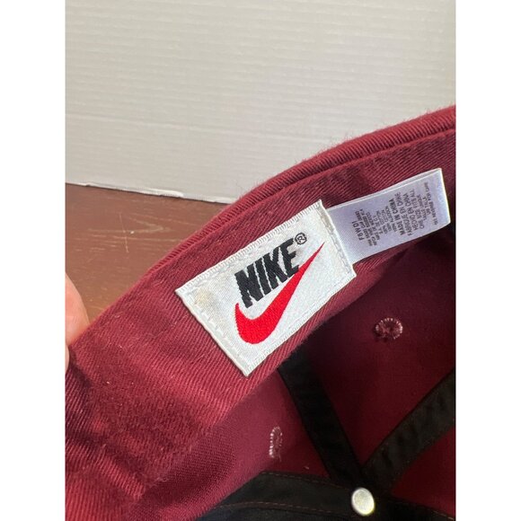 Vintage Nike Maroon Adjustable Strapback Hat With Embroidered Yellow Swoosh Logo - Picture 4 of 4